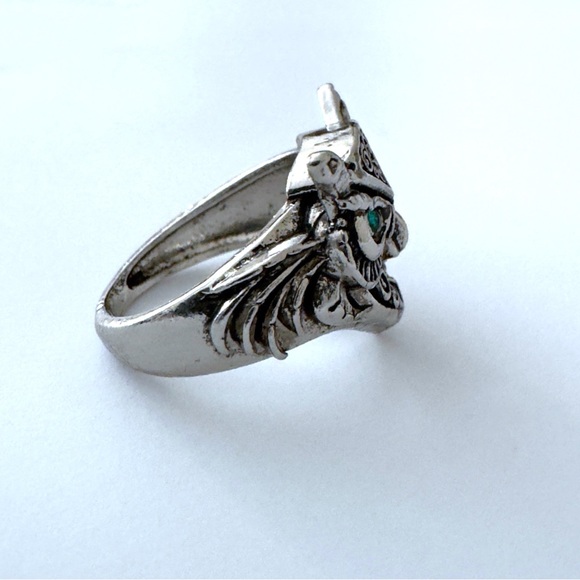 TERRA GEMMS Studio Series Silver Plated Owl Ring Blue Gem Eyes - Picture 5 of 6